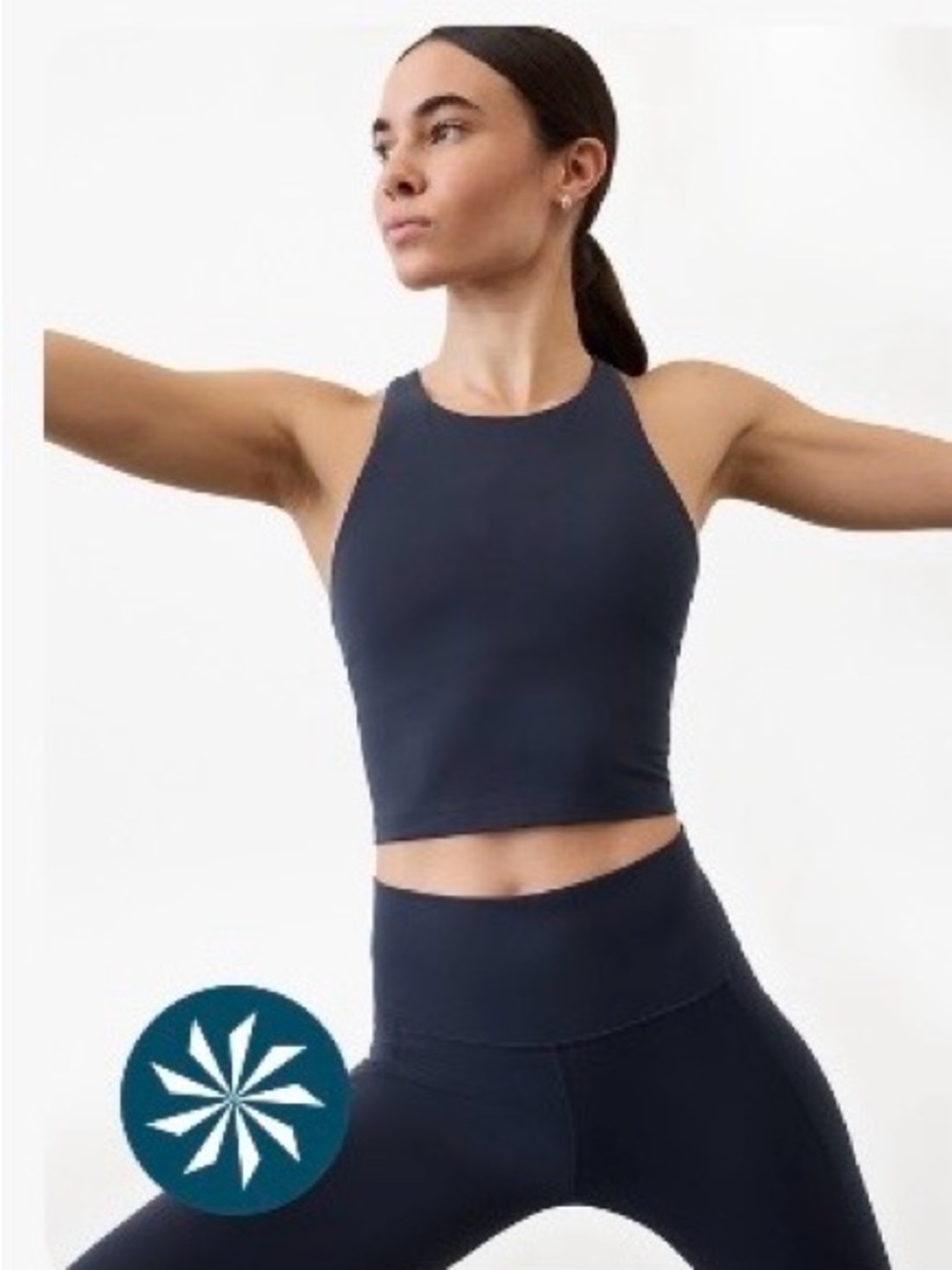 Athleta Purpose Crop Navy High-Neck Cropped Sports Tank, Sz 2
